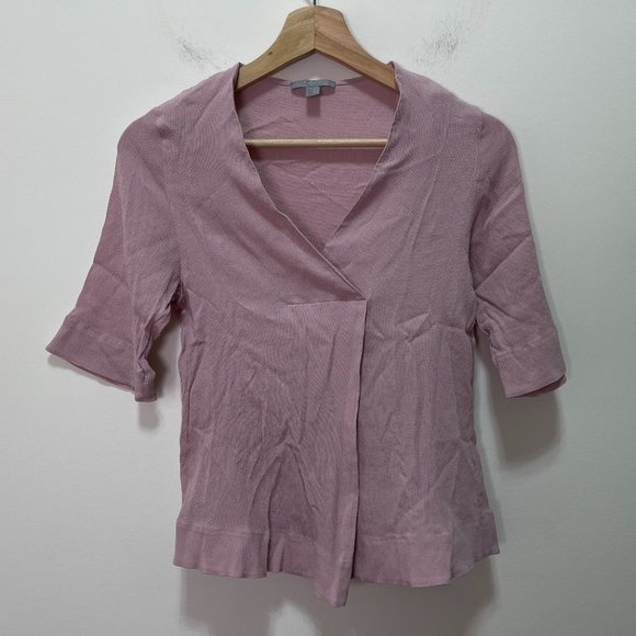 COS Cross Over Front V-neck Pale Pink Blouse sz 4 - Picture 2 of 12